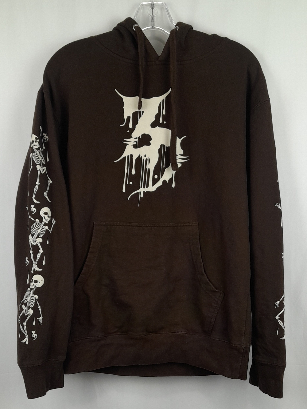 Authentic Zeds Dead Brown Pullover Hooded Dancing Skeletons Graphic Sweater EDM